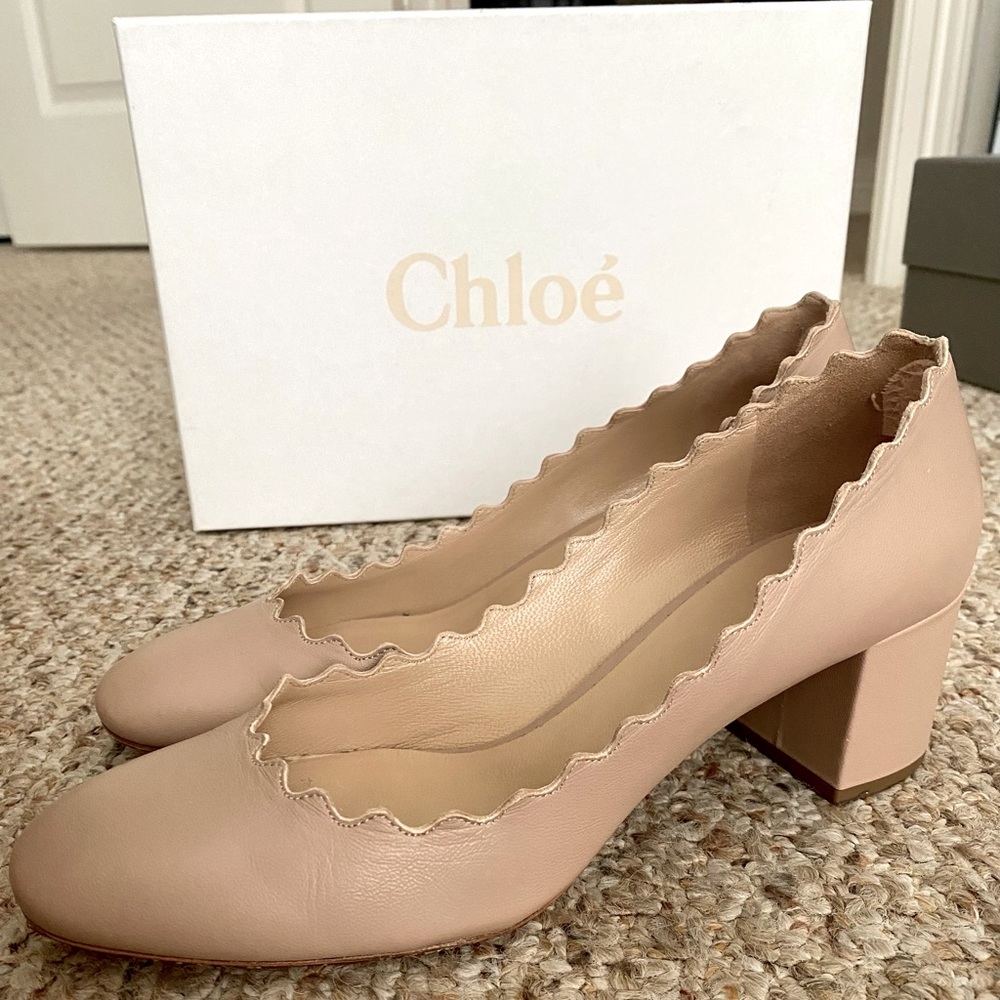 Chloe classic Lauren leather pumps in nude